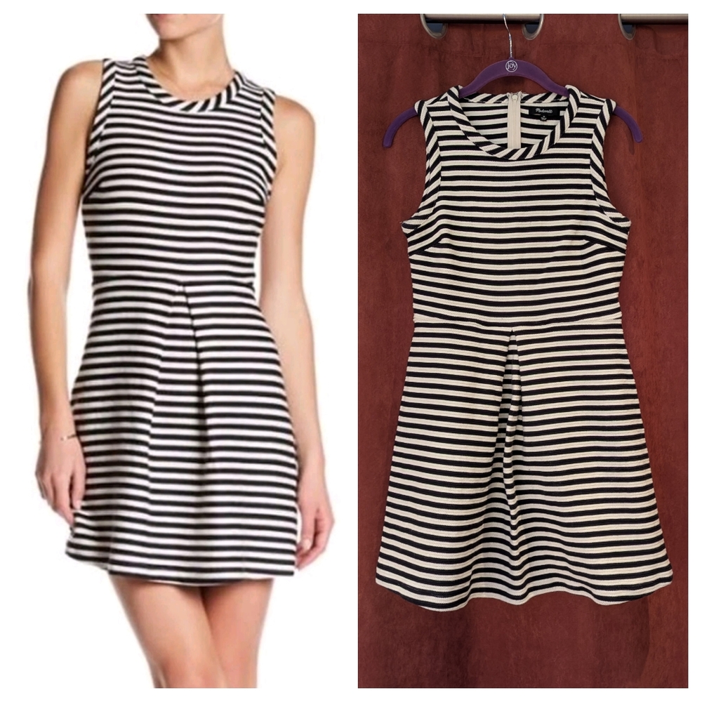 Madewell Black & White Striped Afternoon Dress Women’s Medium